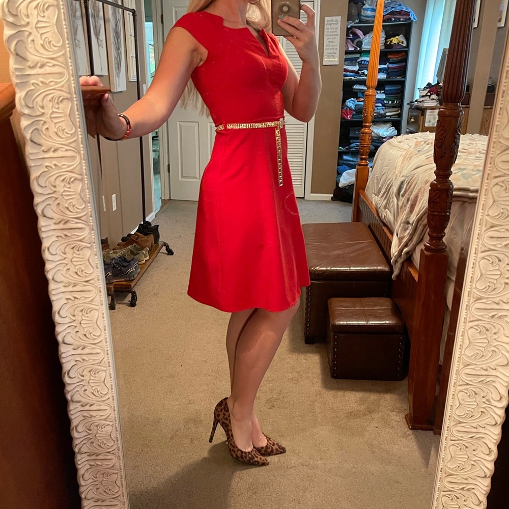Red Hot Red Skater Dress (without belt)